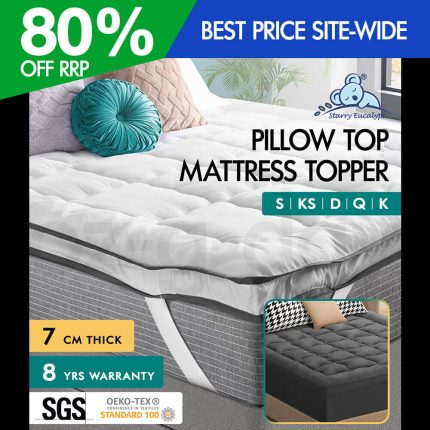 S.E. Mattress Topper Pillowtop Luxury Bedding Mat Pad Cover All Sizes 7cm