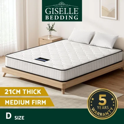 Giselle Bedding Mattress 21cm  Tight Top Bed Pocket Spring Medium Firm Double